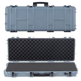 Hard Rifle Case, Lockable Rifle Case with Pre-cut Foams, 42 in Movable Gun Storage with Wheels, IP67 Waterproof & Dustproof Pistol Storage for Ri