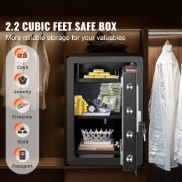 Safe, 2.2 Cubic Feet Home Safe, Steel Security Safe with Fingerprint, Digital Keypad and 2 Keys, Cabinet Safe with Large Fire-proof Bag, Protect