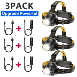 12000000lm LED Headlamp USB Rechargeable Headlight Head Torch Lamp Flashlight (Option: 3pcs)