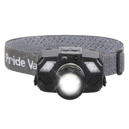 1Pc Motion Sensor LED Headlamp Zoomable Headlamp Flashlight Waterproof Outdoor Emergency Headlight With 3 Lighting Modes (Option: Black)